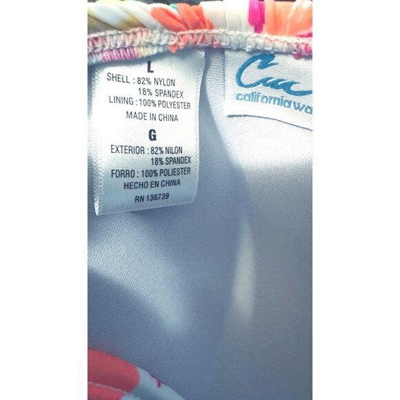 2/$30 NWT California Waves L Floral Halter Bikini Top Padded Double Tie Back - Picture 11 of 14